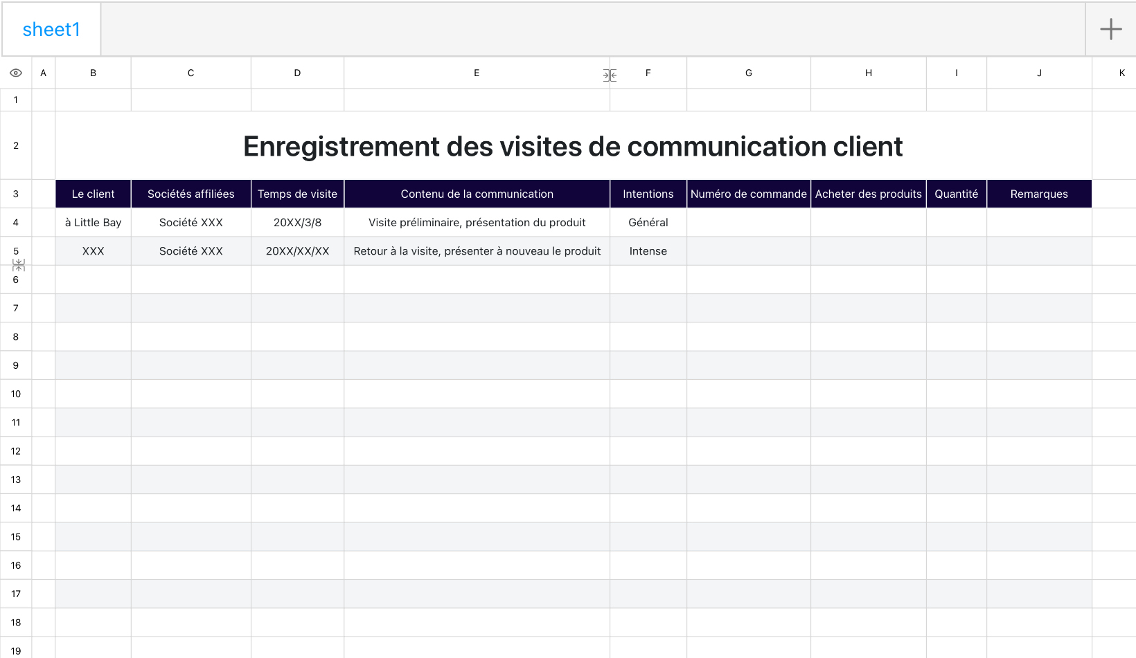 Enregistrement des visites de communication client 1